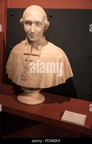 Eine Büste von Joseph Kardinal Fesch, Napoleon Bonaparte, Onkel auf die Anzeige in der Fesch Museum in der Rue Cardinal Fesh in Ajaccio auf Korsika, Frankreich. Der mu Stockfoto