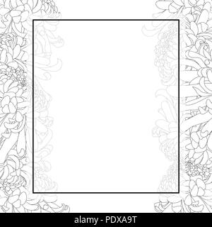 Chrysantheme Umrisse, Kiku japanische Blume Banner-Grenze. Vector Illustration. Stock Vektor