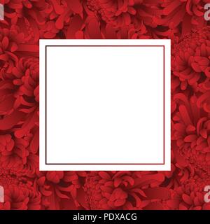 Rote Chrysantheme, Kiku japanische Blume Banner Karte. Vector Illustration. Stock Vektor