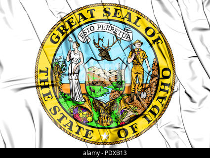 3D-Zustand Dichtung von Idaho, USA. 3D-Darstellung. Stockfoto