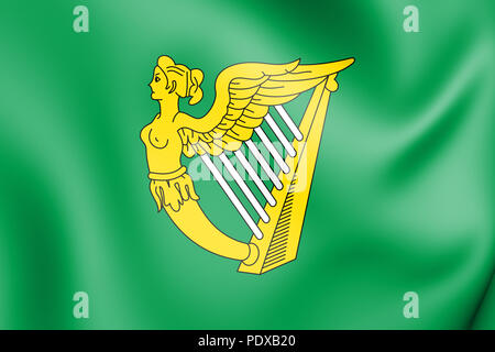 Grüne Harfe Flagge von Irland. 3D Illustration. Stockfoto