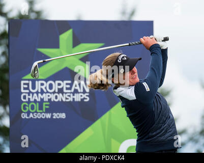 Gleneagles, Schottland, UK, 10 August, 2018. Tag drei der Europäischen Meisterschaften Wettbewerb 2018 in Gleneagles. Männer und Frauen Mannschaft Meisterschaften Round Robin. Vier Ball Match Play Format. Abgebildet; Chloe Leurquin Belgien am 6. T-Stück in Mathe gegen Großbritannien Quelle: Iain Masterton/Alamy leben Nachrichten Stockfoto