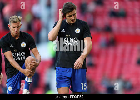 Harry Maguire 10 August 2018 GBC 10238 Premier League 10/08/18, Old Trafford, Manchester streng redaktionelle Verwendung. Wenn der Spieler/Spieler in diesem Bild dargestellt ist/Spielen für einen englischen Club oder das England National Team. Dann ist dieses Bild darf nur für redaktionelle Zwecke verwendet werden. Keine kommerzielle Nutzung. Folgende Verwendungen sind auch dann eingeschränkt, wenn in einem redaktionellen Kontext: Verwendung in Verbindung mit oder als Teil eines nicht autorisierten Audio-, Video-, Daten-, Spielpläne, Verein/liga Logos, Wetten, Spiele oder Stockfoto