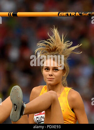 Berlin, Deutschland. 10 Aug, 2018. Athletik, Europameisterschaften im Olympiastadion, Hochsprung, Frauen, Finale: Yuliya Levchenko aus der Ukraine in Aktion. Credit: Hendrik Schmidt/dpa-Zentralbild/dpa/Alamy leben Nachrichten Stockfoto