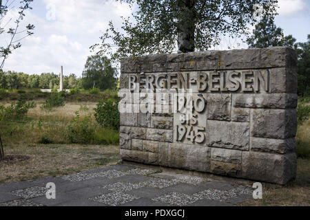 August 10, 2018 - Belsen, Niedersachsen, Deutschland - die Gedenkstätte Bergen-Belsen erinnert an die rund 20.000 Toten Der kriegsgefangenenlager auf dem Gelände und den ca. 52.000 Toten des KZ Bergen-Belsen Credit: Jannis Grosse/ZUMA Draht/Alamy leben Nachrichten Stockfoto