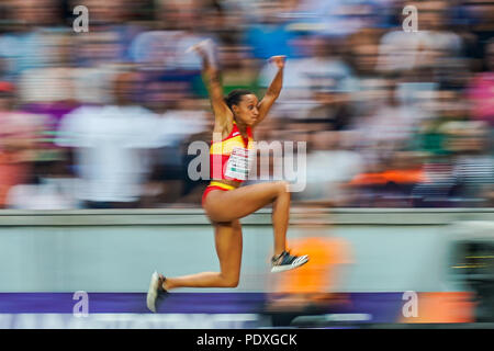 August 10, 2018: Ana Peleteiro von Spanien während Dreisprung für Frauen im Olympiastadion in Berlin bei der Leichtathletik-WM. Ulrik Pedersen/CSM Stockfoto