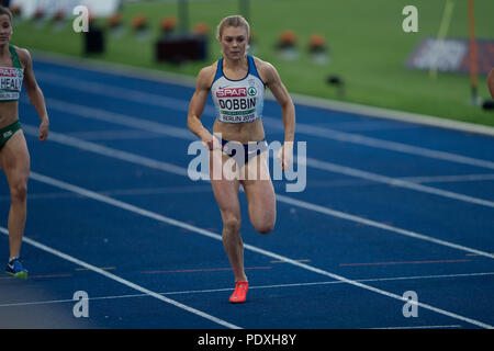 Berlin, Deutschland, 10. Aug 2018. Beth DOBBIN (Großbritannien) konkurriert während 200 m der Frauen an den europäischen Leichtathletik WM in Berlin, Deutschland. Dobbin weitergekommen als Qualifikation für das Finale. Credit: Ben stand Fotografie Credit: Ben Stand/Alamy leben Nachrichten Stockfoto