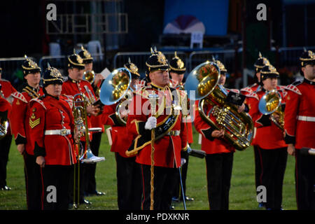 Shrewsbury Flower Show. Geballte Bands in der Arena gespielt vor dem Feuerwerk die Tage Entertainment abgeschlossen. Credit: Susie Kearley/Alamy leben Nachrichten Stockfoto