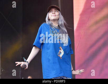 San Francisco, Ca. 10 Aug, 2018. Billie Eilish führt während der 2018 Außerhalb landet Musis und Arts Festival im Golden Gate Park am 10. August in San Francisco, Kalifornien 2018. Quelle: Bild Raum/Medien Punch/Alamy leben Nachrichten Stockfoto