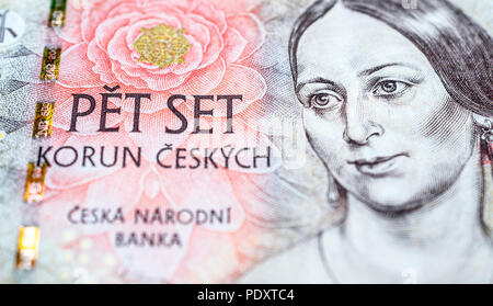 Schließen bis auf eine Tschechische 500-Kronen-Banknote Stockfoto