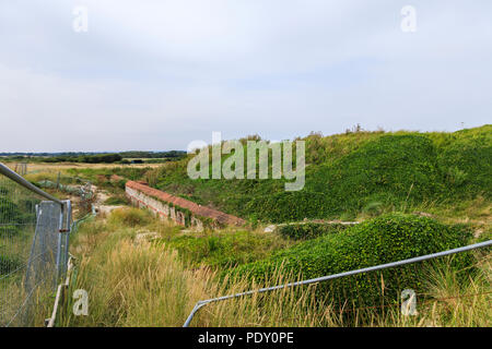 Wände von Littlehampton napoleonischen Fort Ruinen, die erste Palmerston Fort, West Littlehampton, einem kleinen Ferienort an der Südküste in West Sussex Stockfoto