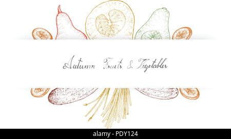 Herbst Gemüse, Illustration von Hand gezeichnete Skizze köstliche frische Kürbisse und Gurken. Stock Vektor
