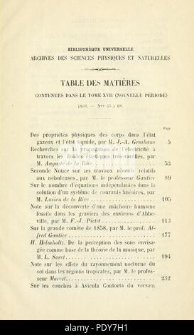 Archive des Sciences Physiques et Naturelles (Seite 361) Stockfoto