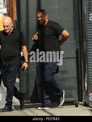Prominente kommen bei ABC Studios Film "Jimmy Kimmel Live!" Mit: Denzel Washington, Wo: Hollywood, California, United States Wann: 10 Aug 2018 Quelle: WENN.com Stockfoto