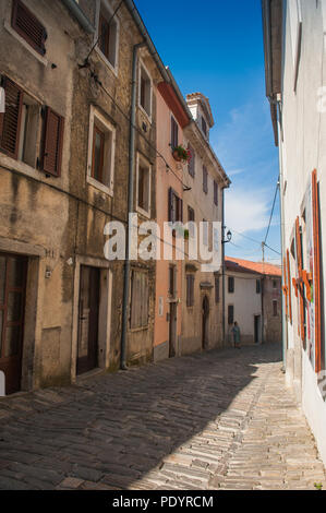 Ein Blick auf eine Straße in der Nähe von Motovun, Gespanschaft Istrien, Kroatien Stockfoto