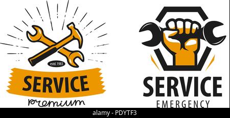 Service Logo oder Label. Reparatur, Werkstatt-Symbol. Vector Illustration Stock Vektor