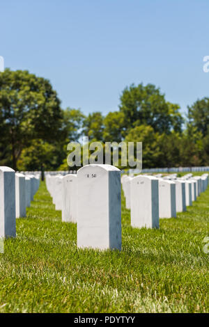 Blick auf die Grabsteine im Camp Butler National Cemetery, amerikanische militärische Begräbnisstätte Stockfoto