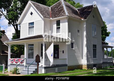 Dixon, Illinois, USA. Das Haus und die Residenz von Ronald Reagan, dem 40. Präsidenten der Vereinigten Staaten. Stockfoto