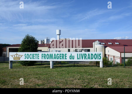 Société Fromagère du Livradois-Forez, Milchindustrie, Fournol, Puy-de-Dome, Auvergne-Rhone-Alpes, Frankreich Stockfoto