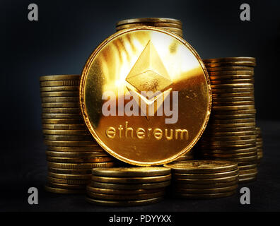 Des astraleums ETH crypto Münze. Handel und Bergbau. Stockfoto