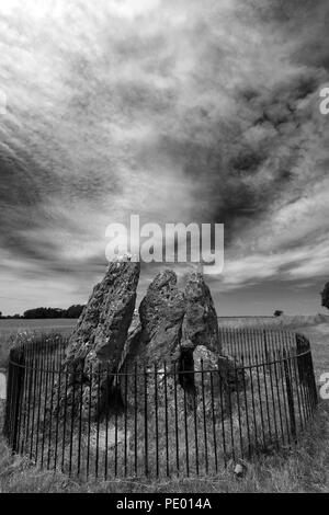 Die Whispering Knights Steinkreis, Rollright Stones, in der Nähe von Chipping Norton, Oxfordshire, England. Stockfoto