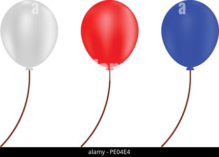 Roten, blauen und weißen Luftballons, festliche balloonisolated auf weißem Hintergrund Stock Vektor