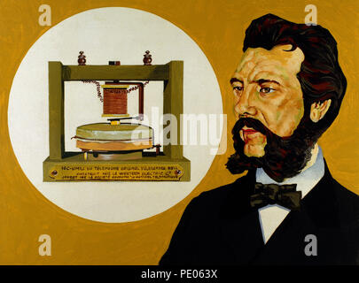 Alexander Graham Bell (1847-1922). Schottische Ingenieur und Erfinder. Porträt. Aquarell von der Spanischen illustrator Francisco Fonollosa (Ende 20. Jahrhundert). Stockfoto