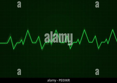Heartbeat. Elektrokardiogramm graph. Die grüne Linie auf der Anzeige Stock Vektor