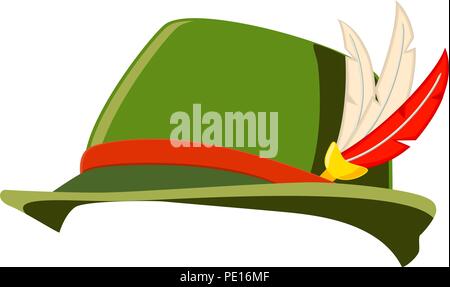 Bunte cartoon deutsche Federhut Stock Vektor