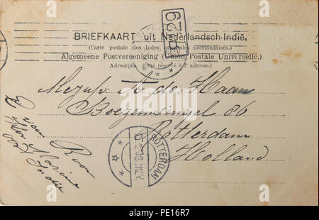 Postkarte von Niederländisch-ostindien nach Rotterdam 1908 Stockfoto