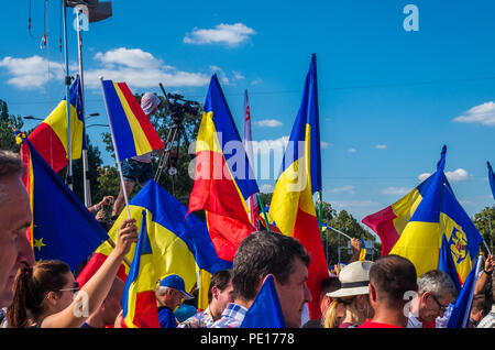 Bukarest, Rumänien - 10. August 2018: Demonstranten gegen die Regierung in Bukarest, Rumänien. Stockfoto