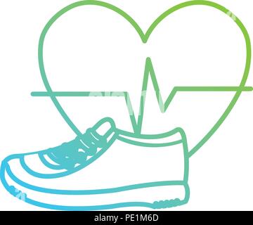 Herz mit cardio Tennis Schuhe Vector Illustration Design Stock Vektor