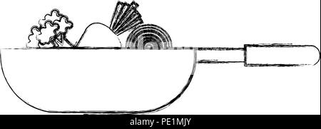 Pan Kochen Gemüse Symbol Stock Vektor