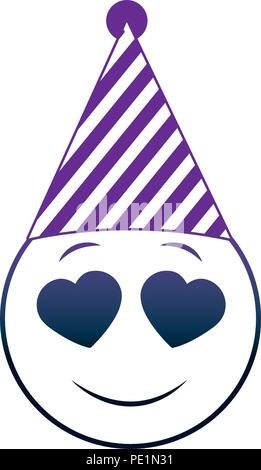 Geburtstag Gesicht emoji in Liebe Partei hat Neon Stock Vektor