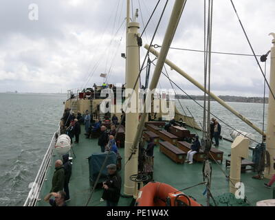 Die SS Shieldhall auf Mittagspause eine Kreuzfahrt in Southampton Gewässer; die größten arbeiten Dampf schiff in Großbritannien, haltbar, aus, die auf den Clyde. Stockfoto