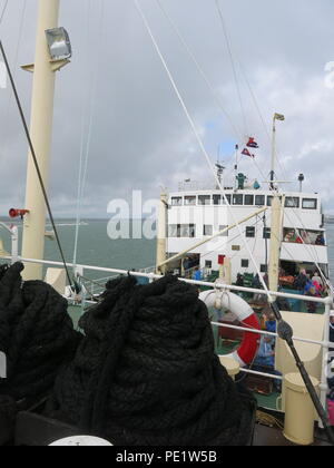 Die SS Shieldhall auf Mittagspause eine Kreuzfahrt in Southampton Gewässer; die größten arbeiten Dampf schiff in Großbritannien, haltbar, aus, die auf den Clyde. Stockfoto