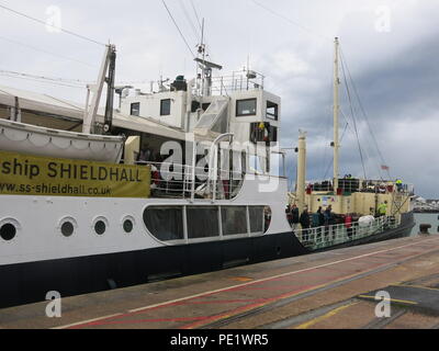 Die SS Shieldhall auf Mittagspause eine Kreuzfahrt in Southampton Gewässer; die größten arbeiten Dampf schiff in Großbritannien, haltbar, aus, die auf den Clyde. Stockfoto