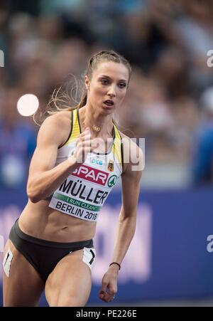 Berlin, Deutschland. 10 Aug, 2018. Laura Mueller (MuÌller), Deutschland, Aktion. Frauen Halbfinale 200m, auf 10.08.2018 Europäische Leichtathletik WM in Berlin 2018/Deutschland vom 06.08. - 12.08.2018. | Verwendung der weltweiten Kredit: dpa/Alamy leben Nachrichten Stockfoto