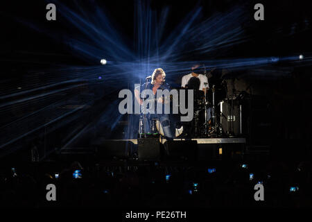 Mülheim an der Ruhr, 11. August 2018. Chris Norman, der ehemalige Sänger von Smokie, mit seiner Band in einem Open-Air-Konzert an der Ruhrbühne 2018 in Mülheim/Ruhr. Foto: Bettina Strenske/Alamy leben Nachrichten Stockfoto