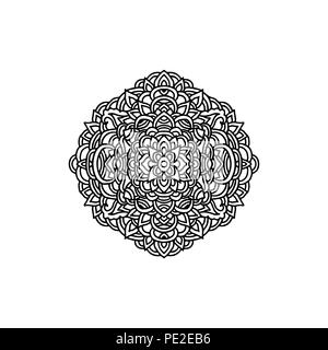 Abstrakte mandala Ornament. Im asiatischen Stil. Schwarzen und weißen Hintergrund. Vector Illustration. Stock Vektor