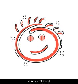 Vektor cartoon einfaches Lächeln Symbol im Comic-stil. Seite doodle Zeichen Abbildung Piktogramm gezeichnet. Lächeln business splash Wirkung Konzept. Stock Vektor
