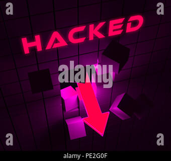 Cybersecurity Hacker Online Cyber-attacken 3d-Abbildung zeigt Digitale Spionage und Verletzung der Sicherheit für Internet Schutz vor Web Hacking Stockfoto