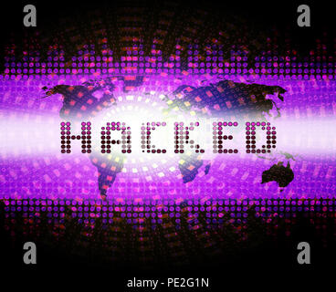 Cybersecurity Hacker Online Cyber-attacken 2d-Abbildung zeigt Digitale Spionage und Verletzung der Sicherheit für Internet Schutz vor Web Hacking Stockfoto