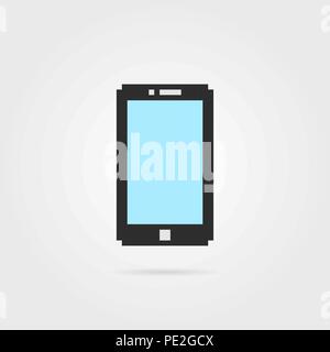 Einfache Pixel-art Telefon mit Schatten Stock Vektor