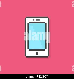 Pixel-art Telefon einfach auf das Symbol Stock Vektor