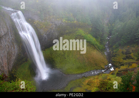 Nebel in Salt Creek Falls in der Nähe von Oak Ridge Oregon Stockfoto