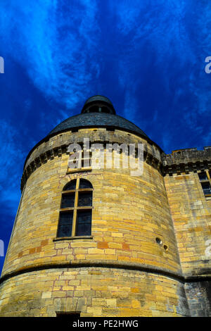 Die Architektur und die Gründe des majestätischen Château de Hautefort in Hautefort, Dordogne, Frankreich Stockfoto