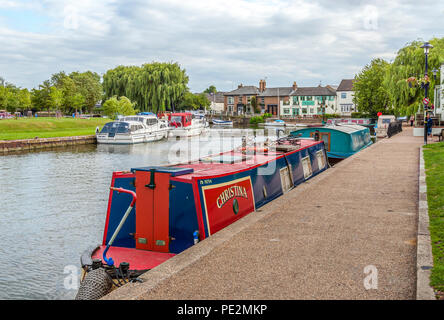 Narrowboat Marina am Fluss Great Ouse in Ely, Cambridgeshire, England Stockfoto