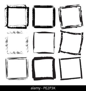 Satz von Grunge square Frames. Sammlung von leeren Grenzen. Vector Illustration. Stock Vektor