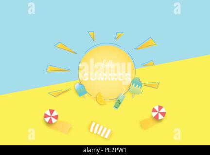 Hallo Sommer Banner. Vector Illustration. Stock Vektor